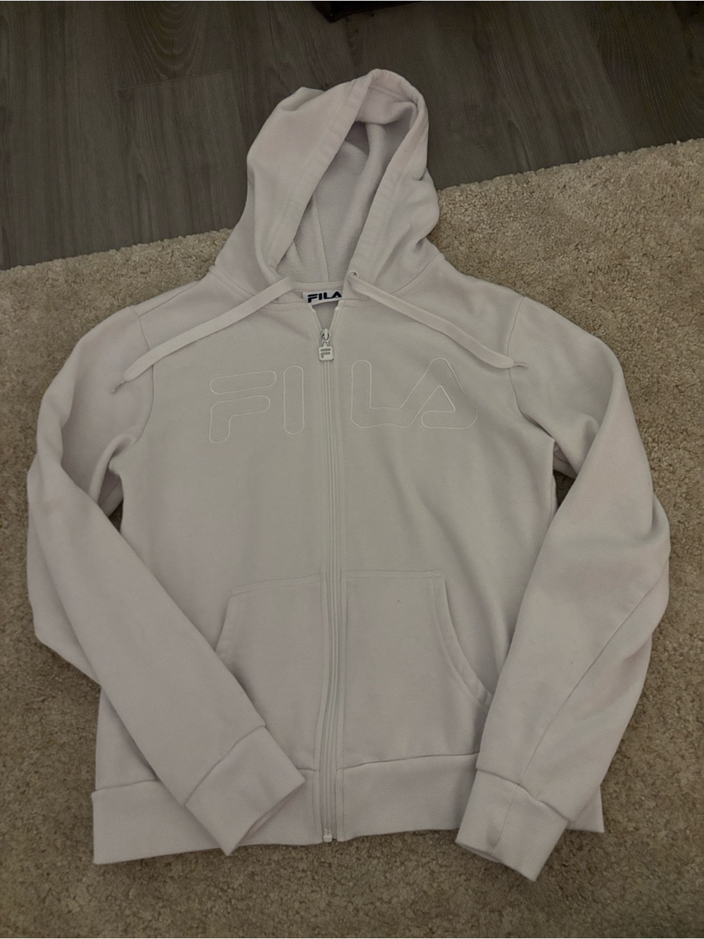 Fila White Zip-Up Hoodie